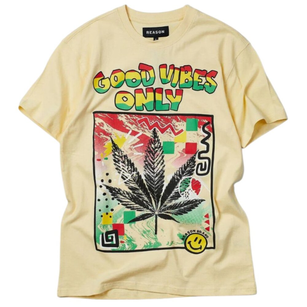 GOOD VIBES ONLY SHORT SLEEVE TEE - KHAKI